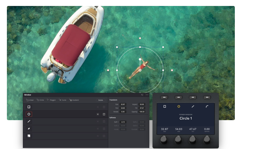 DaVinci Resolve Power Windows 控制